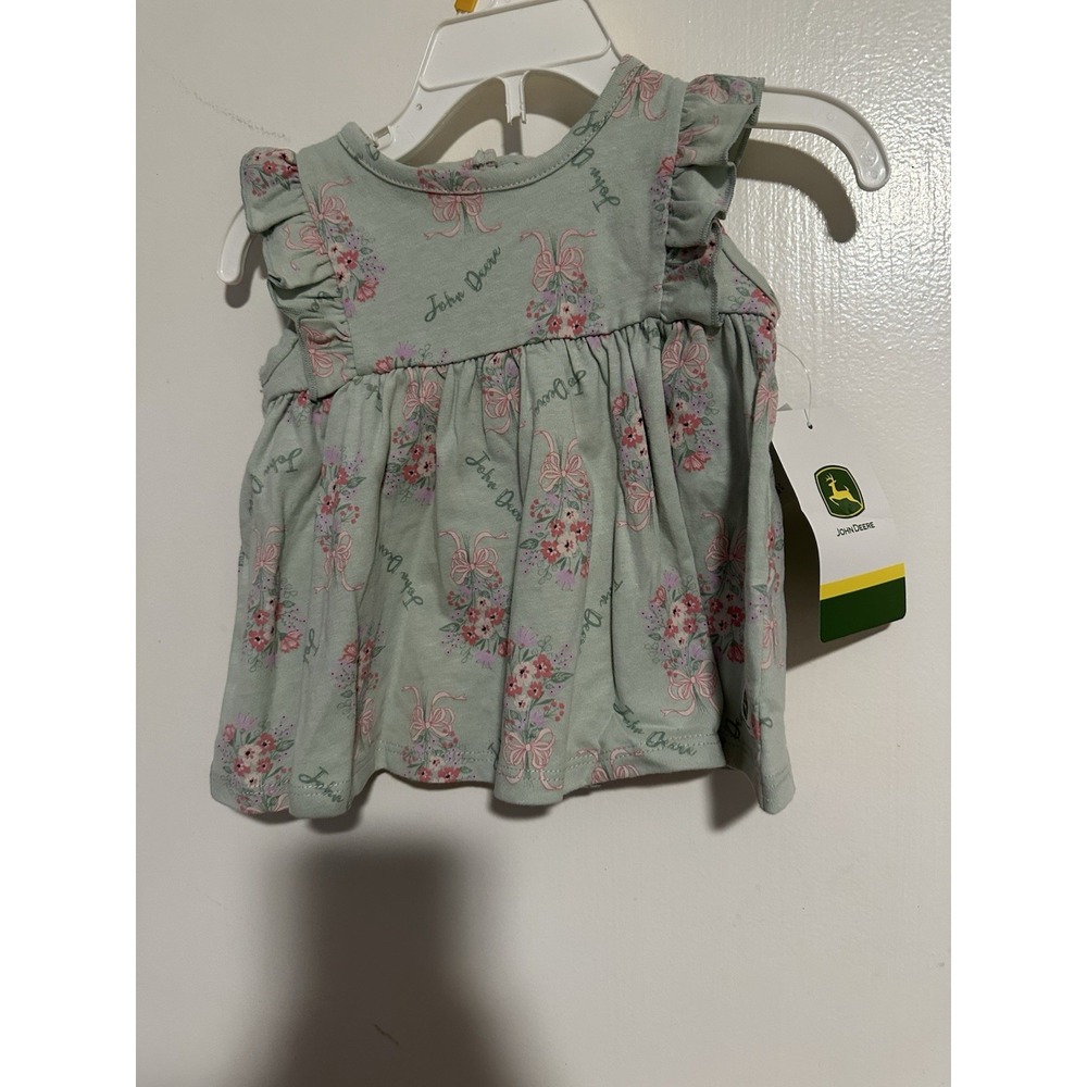 John Deer Baby Toddler Dress Floral Size 3/6 Months Green NEW WITH TAGS